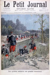 Corps de bicyclettes français en manœuvres militaires, 1896
