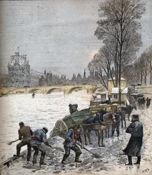 Paris sous la neige en 1895 Petit journal de 1895 (gravure)