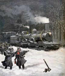 Train bloqué par la neige, France, 1892
