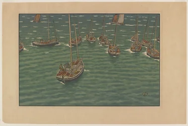 Bateaux au mouillage à Tréboul, planche 5 de "Le Beau Pays de Bretagne"