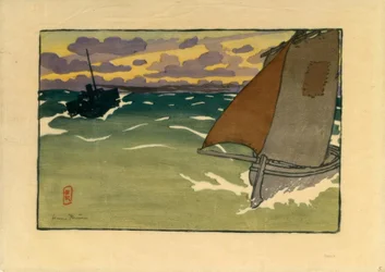 Barque et bateau à vapeur (Saint-Briac)