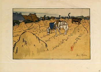 Un cheval et le village de La Chapelle (Saint-Briac)