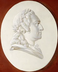 Portrait du roi Louis XV, buste, dans un ovale peint, un médaillon trompe-l