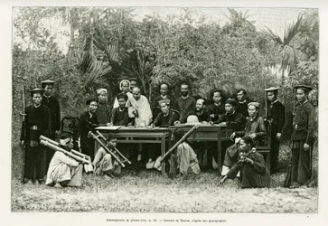 Interrogatoire de pirates. Gravure de Thiriat, d