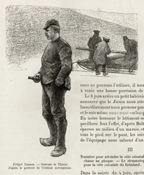 Portrait de Fridtjof Nansen, explorateur polaire norvégien. Gravure pour illustrer l