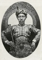 Portrait de Mohammed Yamalul Alam, sultan de Soulou, en 1880. Gravure pour illustrer l