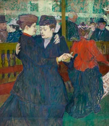 Au Moulin Rouge, deux femmes valsant