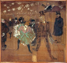 Panneau pour la baraque de la Goulue a la Foire du Trone: Le Moulin Rouge: La Goulue et " Valentin le desossee "