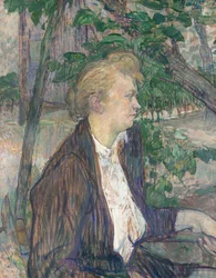 Femme assise dans un jardin