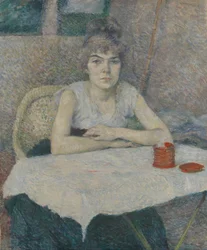 Jeune femme à une table, 