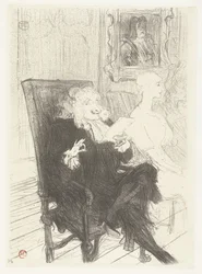 Acteurs Jules Charles Truffier et Marguerite Moreno dans la pièce Les femmes savantes