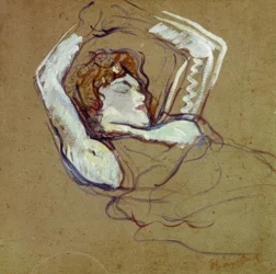 Femme couchée sur le dos, les bras levés