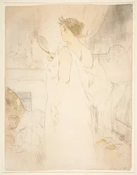 Femme à glace, la glace à main, de la série Elles