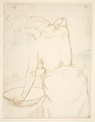 Femme qui se lave, la toilette, de la série Elles