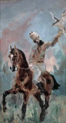 Le comte Alphonse de Toulouse-Lautrec en fauconnier