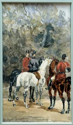 Réunion de cavaliers chasseurs