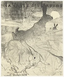 Couverture pour feuille de musique avec chanson La Valse des Lapins avec des lapins dans un paysage