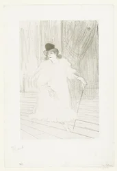 Portrait de la chanteuse Cecy Loftus sur scène au théâtre