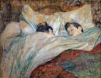 Le lit. Deux enfants endormis