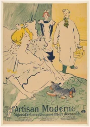 Femme au lit visitée par le médecin