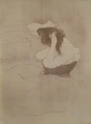 Femme se peignant les cheveux, de 