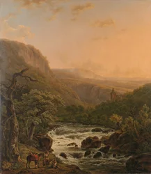 Rivière dans les Ardennes au coucher du soleil