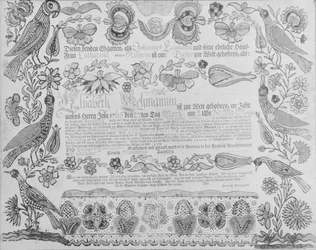 Certificat de naissance et de baptême, 1784