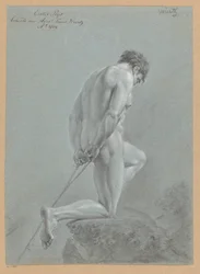 Nu masculin agenouillé, vu de côté (1er prix 1809)