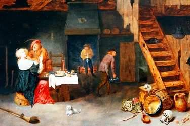 Intérieur Paysan avec des Personnages Festoyant à une Table