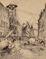 Humains disséquant des machines de guerre martiennes