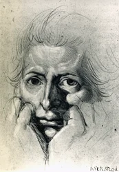 Étude pour autoportrait, par Henry Fuseli (1741-1825), dessin. Suisse