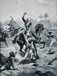 Le lieutenant Roberts remportant sa croix de Victoria, 2 janvier 1858, illustration tirée de «The History of the Nation»