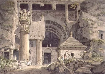 Anciennes excavations à Carli, planche XIV, gravée par Daniel Havell