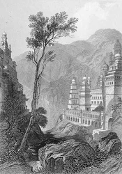 Temples Jaïns, Muktagerri, gravé par Finden, de 