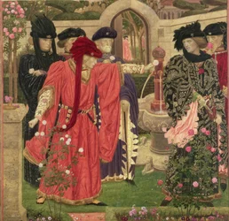 Choisir Les Roses Rouges et Blanches dans le Jardin du Temple