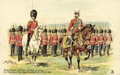 Le Roi George V en tant que Prince de Galles menant son régiment, les Royal Fusiliers, à Aldershot