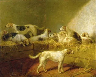Un chenil de chasse (huile sur toile)