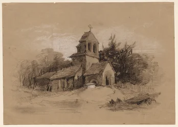 Église dans un paysage, 1800s