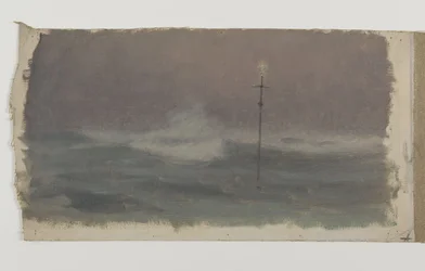 Croix et vague, Bretagne, vers 1905
