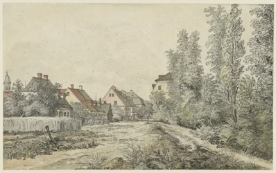 Route de village avec maisons (en Allemagne ?)