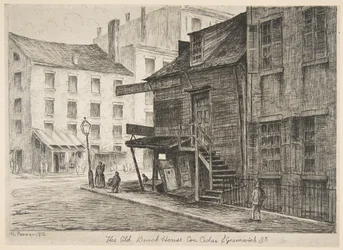 La vieille maison de plage, coin des rues Cedar et Greenwich, des Scènes du vieux New York