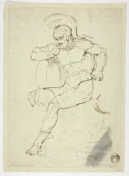 Guerrier assis (recto) ; Guerrier à pied (verso)