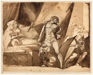 La découverte (recto), deux esquisses de figures masculines debout (verso)
