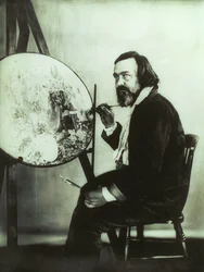Portrait de Richard Dadd travaillant sur Oberon et Titania à l