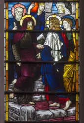 Westminster, St Margaret, James Powell & Sons, Henry Holiday, Christ quittant la maison de Marie & Marthe, 1883