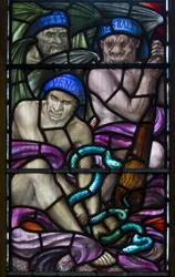 Yeovil, St John The Baptist, Lowndes & Drury, Henry Holiday, Haine, Bestialité & Venin, 1917-18