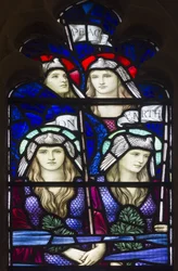 Yeovil, St John The Baptist, Lowndes & Drury, Henry Holiday, Paix sur Terre, Anges, 1917-18