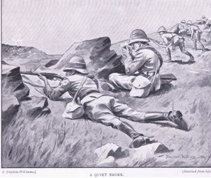 Une fumée tranquille, de Après Pretoria : La Guerre des guérillas publiée par Harmsworth Bros Limited
