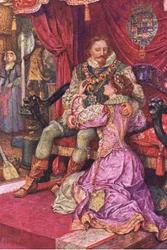 Amy examine les ordres du comte de Leicester, illustration de Kenilworth, c.1910