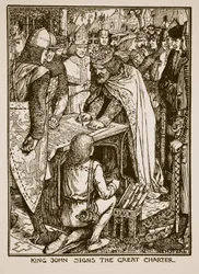 Le roi Jean signe la Grande Charte, illustration de 